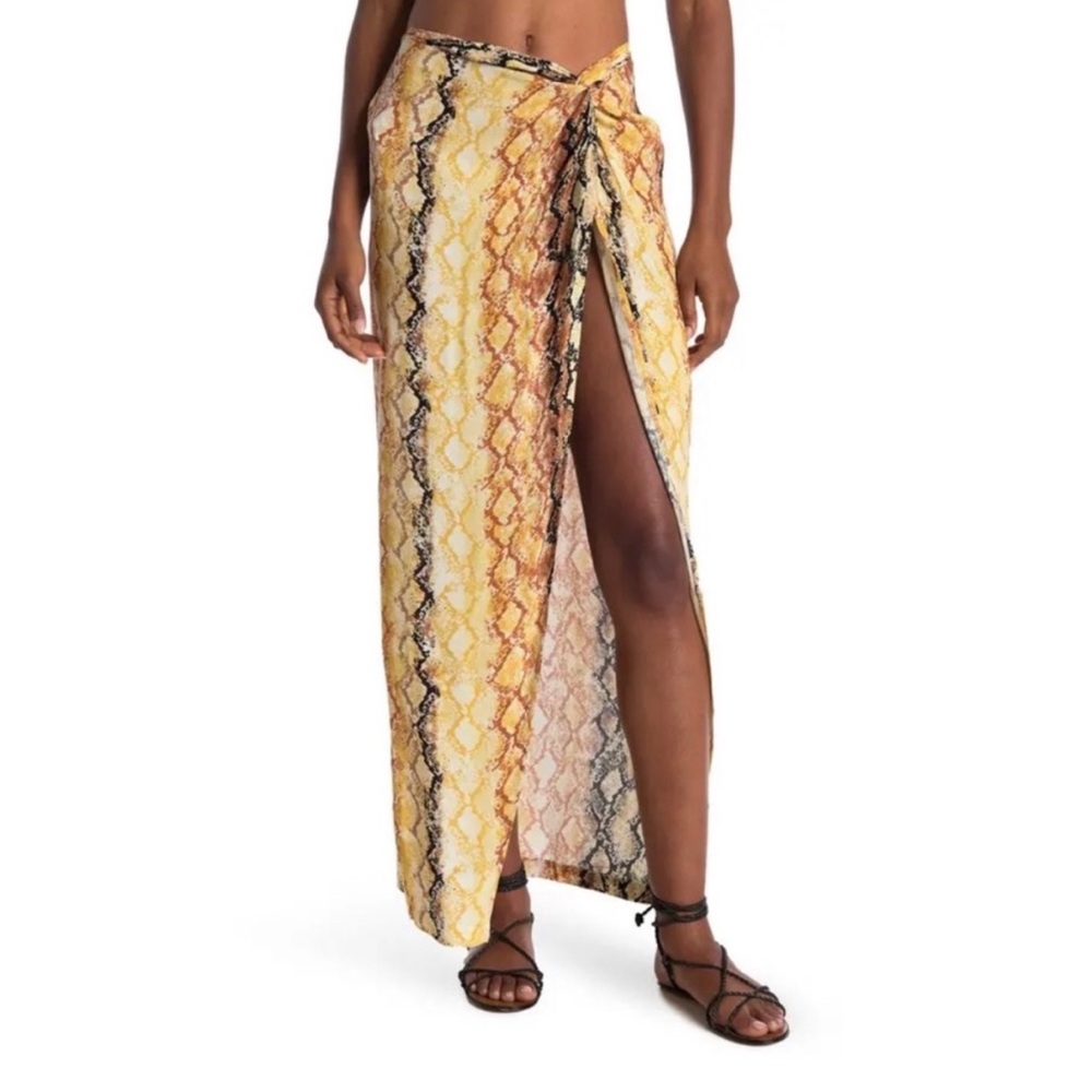 Lspace Yellow Snake Print Maxi Skirt